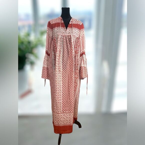 WARM NY 2017 Runway Bell Flare Sleeve Bohemian dress Size Small - Picture 3 of 16